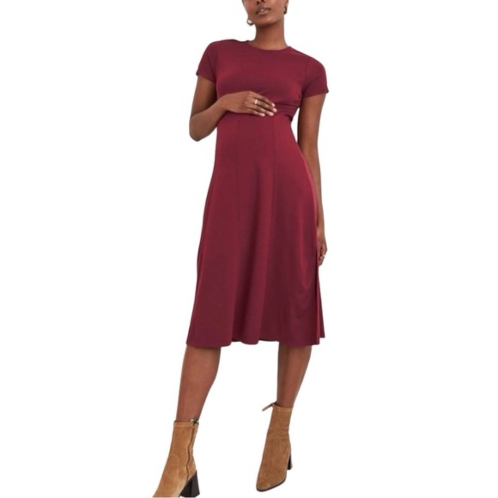 Hatch The Virginia Seamed Midi Dress in Berry Size 2